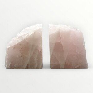 Rose Quartz Bookends, Natural Characteristics, Pink Crystal Bookends (AA)